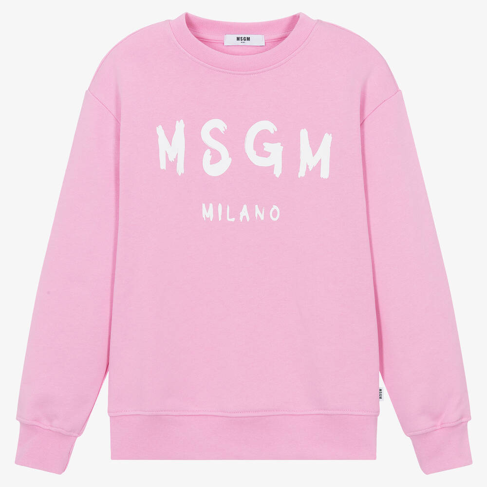 MSGM - سويتشيرت قطن جيرسي لون زهري تينز بناتي | Childrensalon