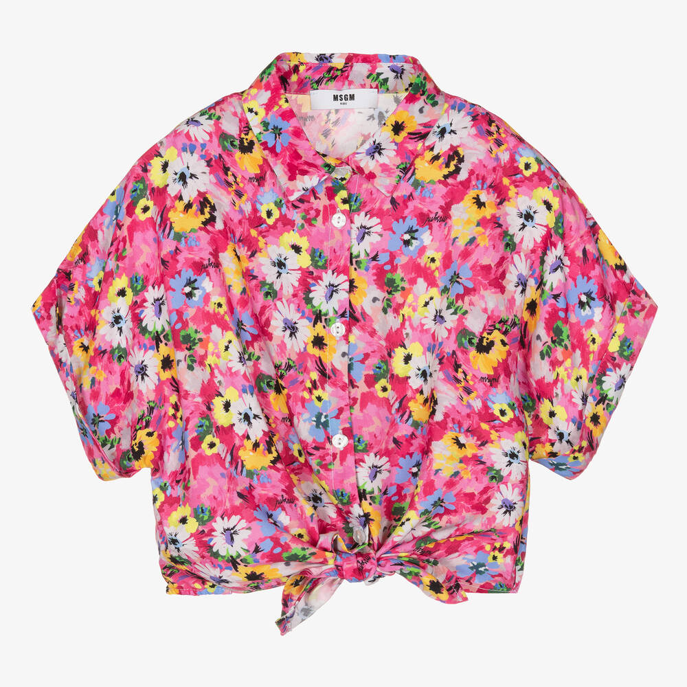 MSGM - Chemisier court rose à fleurs ado | Childrensalon