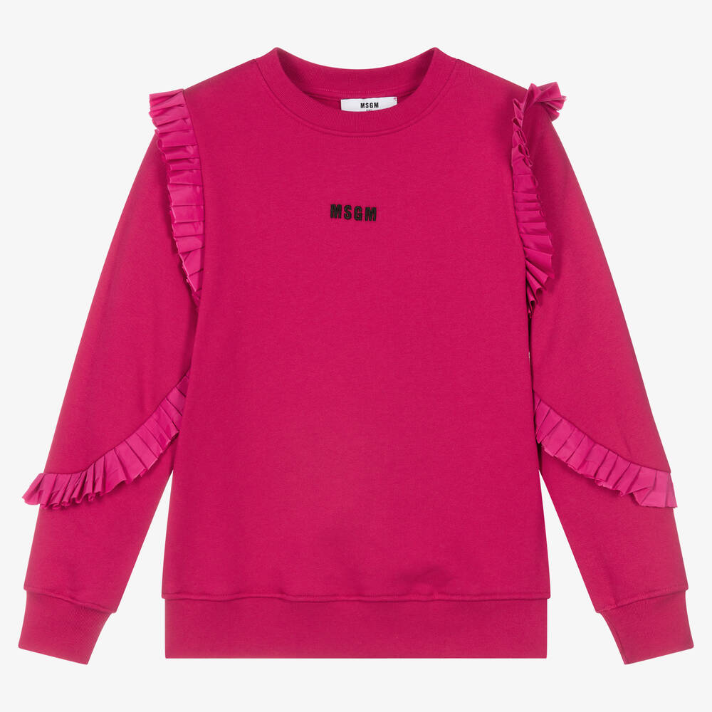 MSGM - Teen Girls Pink Ruffle Sweatshirt | Childrensalon