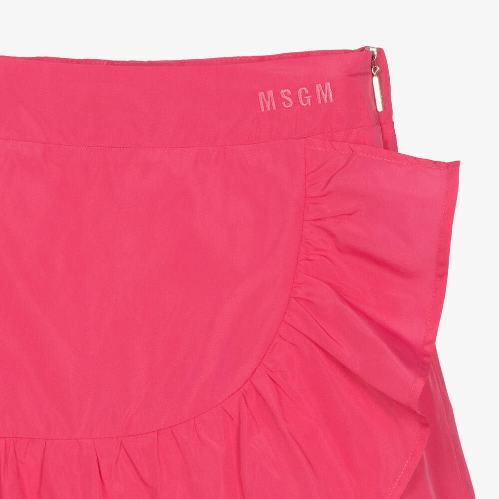 MSGM - Teen Girls Pink Ruffle Taffeta Skirt | Childrensalon
