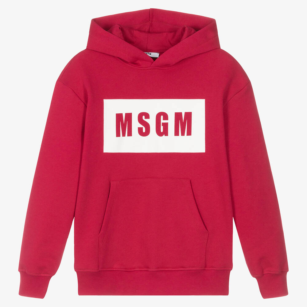 MSGM - Teen Girls Pink & White Cotton Hoodie | Childrensalon