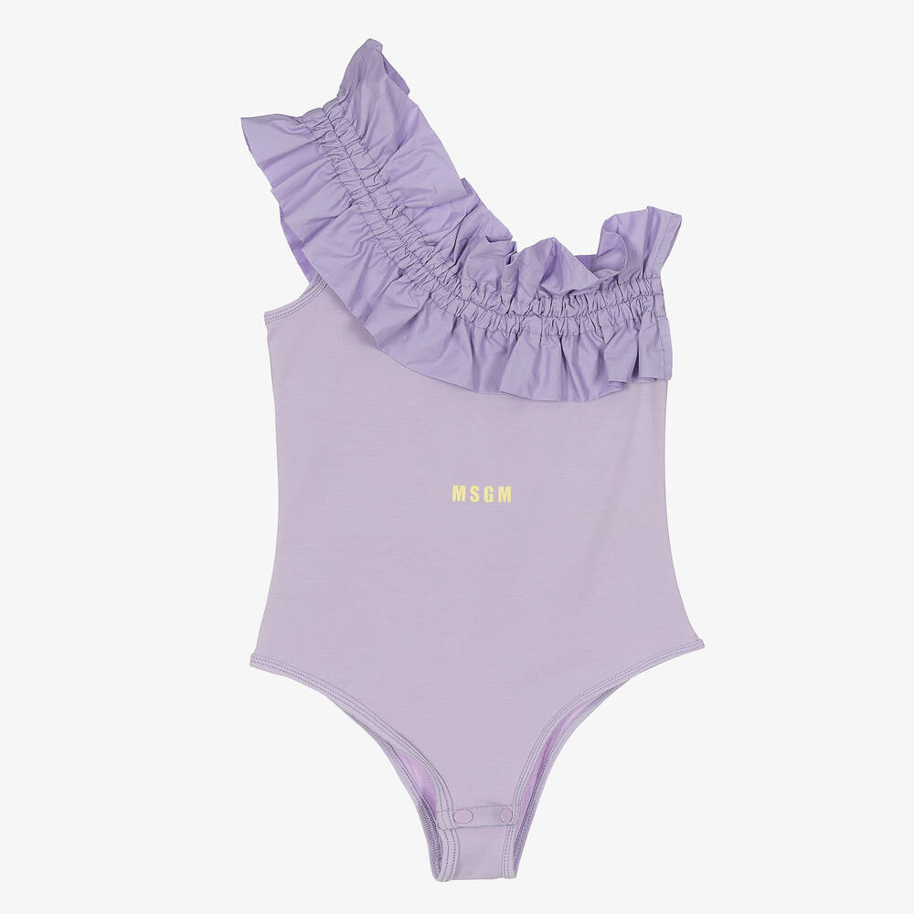 MSGM - Body mauve en coton à logo ado fille | Childrensalon