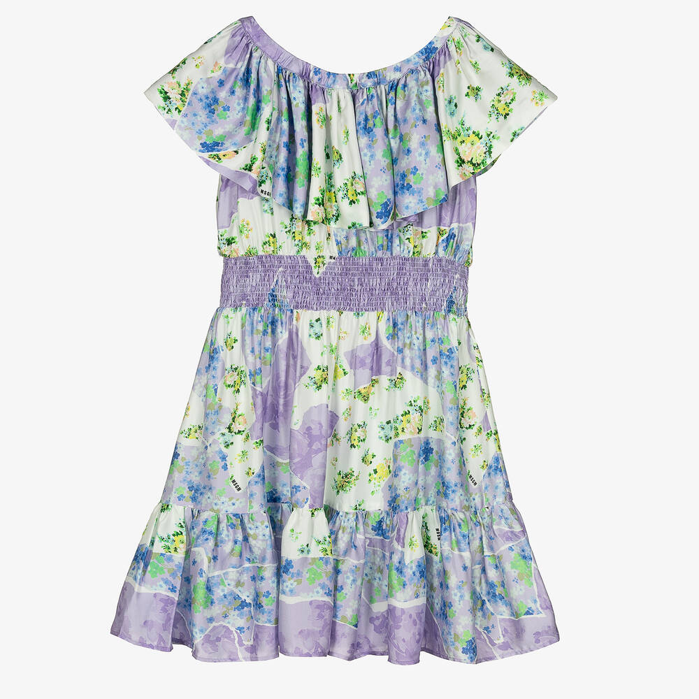 MSGM - Фиолетовое платье с цветочным узором | Childrensalon