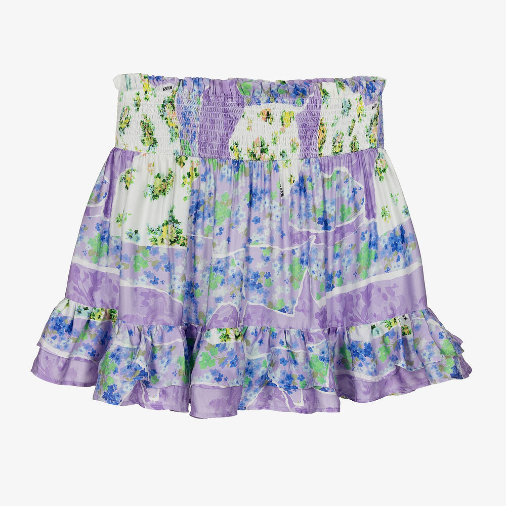 MSGM - Jupe violette à fleurs ado fille  | Childrensalon