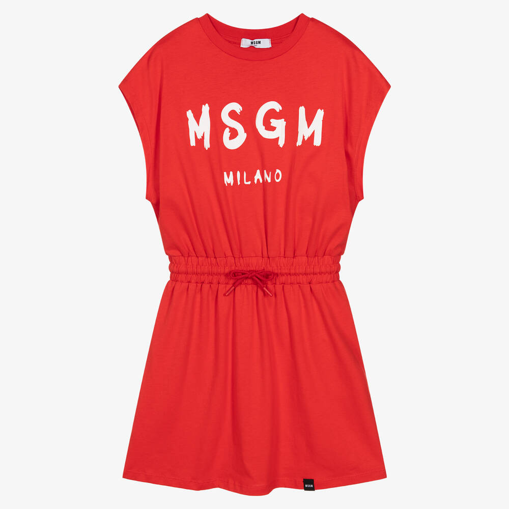 MSGM - Robe rouge en coton ado fille | Childrensalon