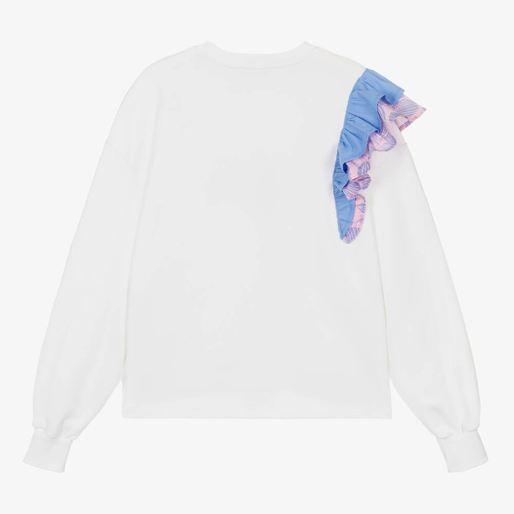 إم إس جي إم-سويتشيرت قطن مزين بكشكش لون أبيض للمراهقات | Childrensalon Outlet