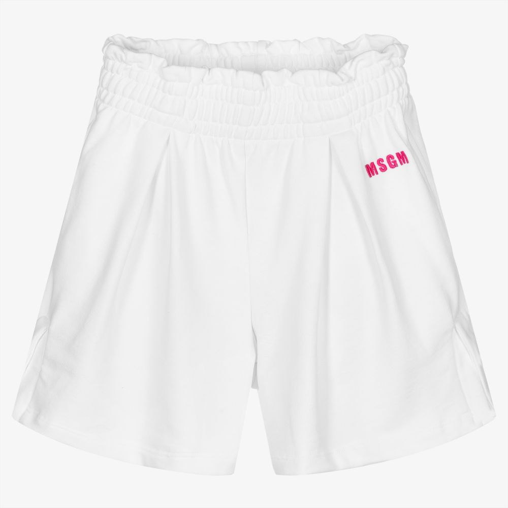 MSGM - Teen Girls White Cotton Shorts | Childrensalon