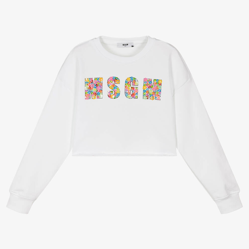 MSGM - Sweat court blanc ado fille | Childrensalon