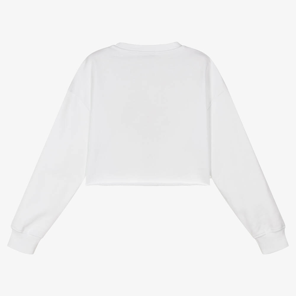 MSGM-Teen Girls White Logo Cropped Sweatshirt | Childrensalon Outlet