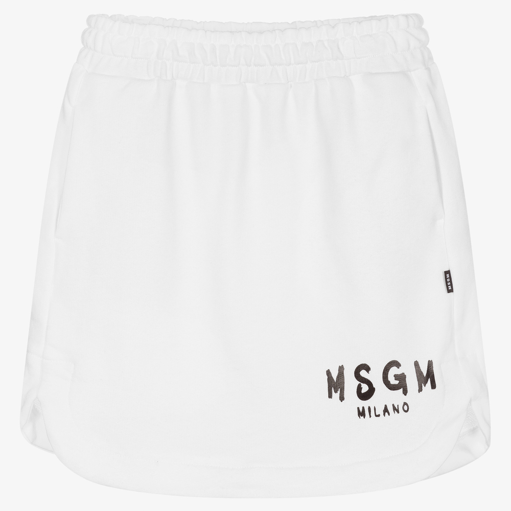 MSGM - تنورة تينز قطن جيرسي لون أبيض | Childrensalon