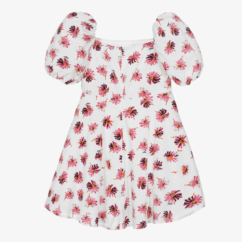 MSGM-Teen Girls White & Pink Flower Dress | Childrensalon Outlet