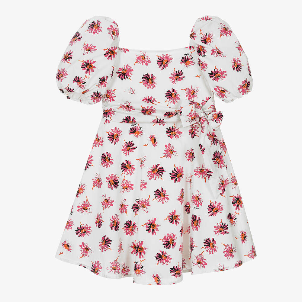 MSGM - Teen Blumenkleid in Weiß und Rosa | Childrensalon