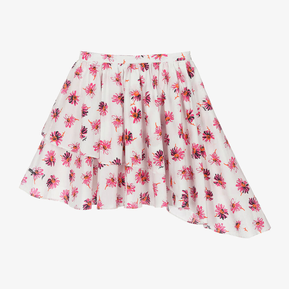 MSGM - Jupe blanche et rose à fleurs ado | Childrensalon