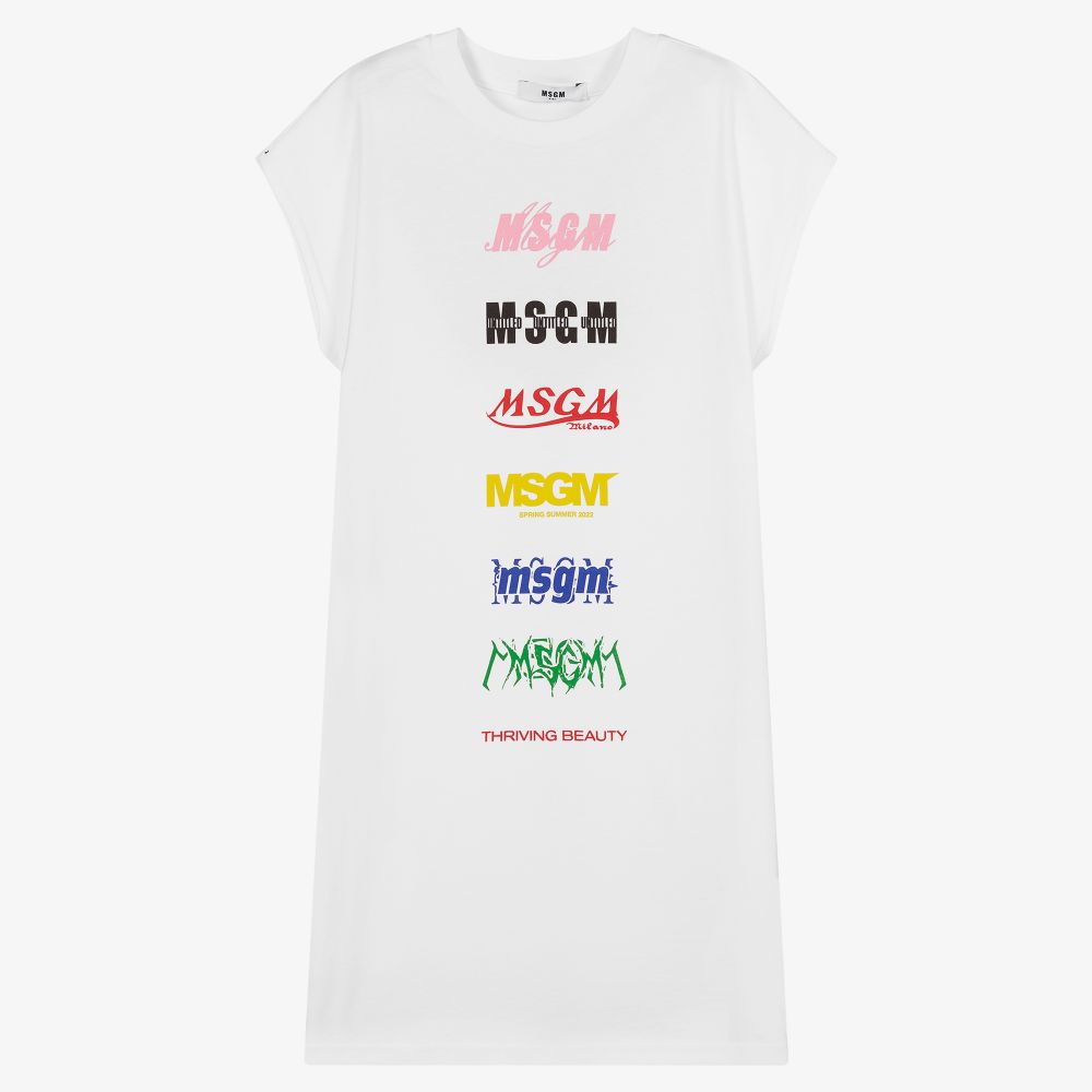 MSGM Teen Girls White T Shirt Dress Childrensalon Outlet