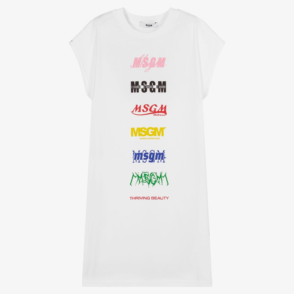 MSGM - Teen Girls White T-Shirt Dress | Childrensalon