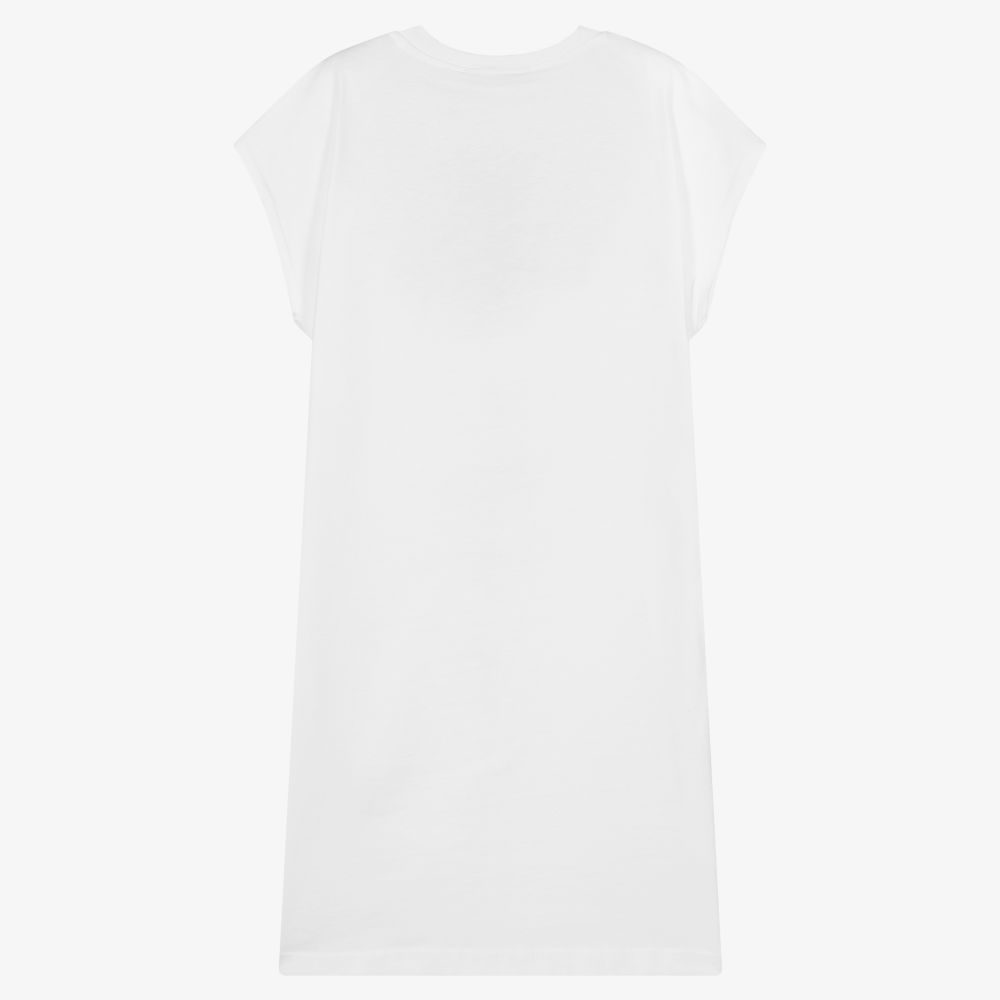 MSGM-فستان تيشيرت تينز قطن لون أبيض | Childrensalon Outlet