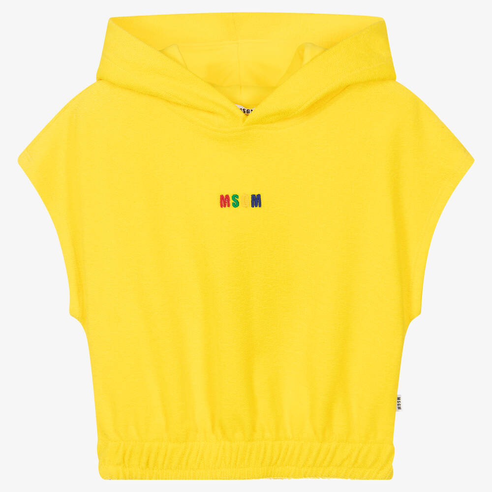 MSGM - Teen Girls Yellow Hooded Logo Sweatshirt | Childrensalon