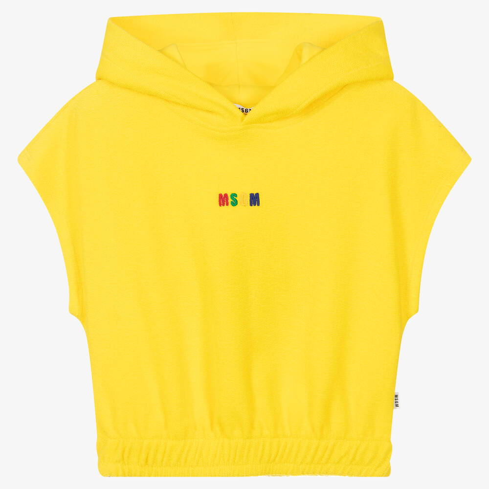 MSGM - Sweat jaune à capuche ado fille | Childrensalon