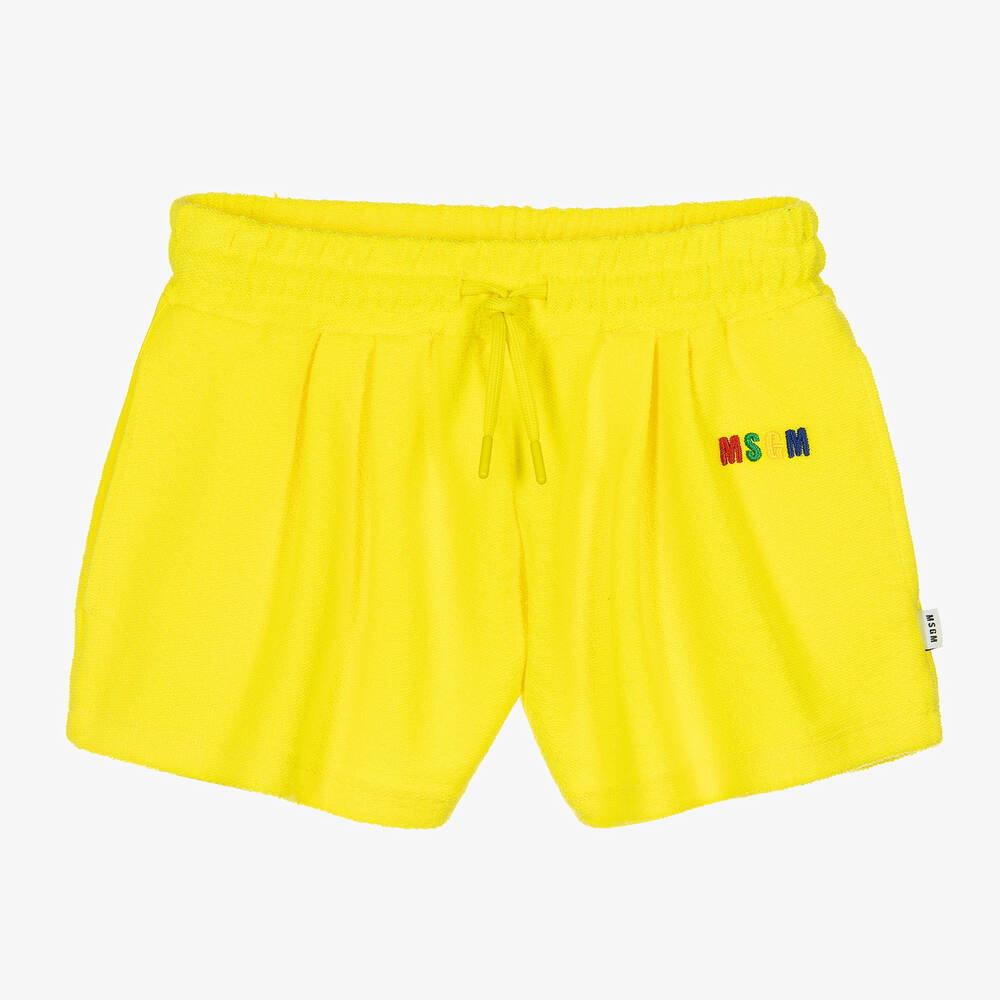 MSGM - Teen Girls Yellow Towelling Shorts | Childrensalon