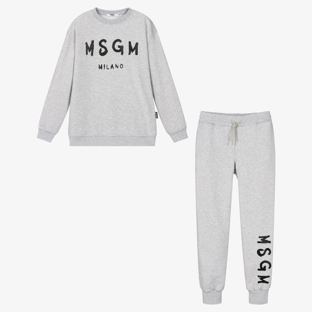 MSGM-Teen Grey Cotton Tracksuit | Childrensalon Outlet