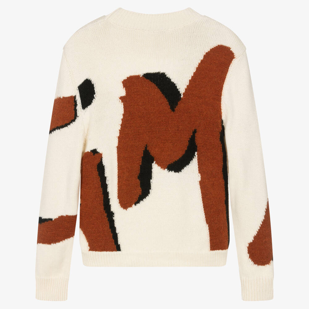 MSGM-بلوفر مزيج صوف محبوك لون عاجي وبني | Childrensalon Outlet