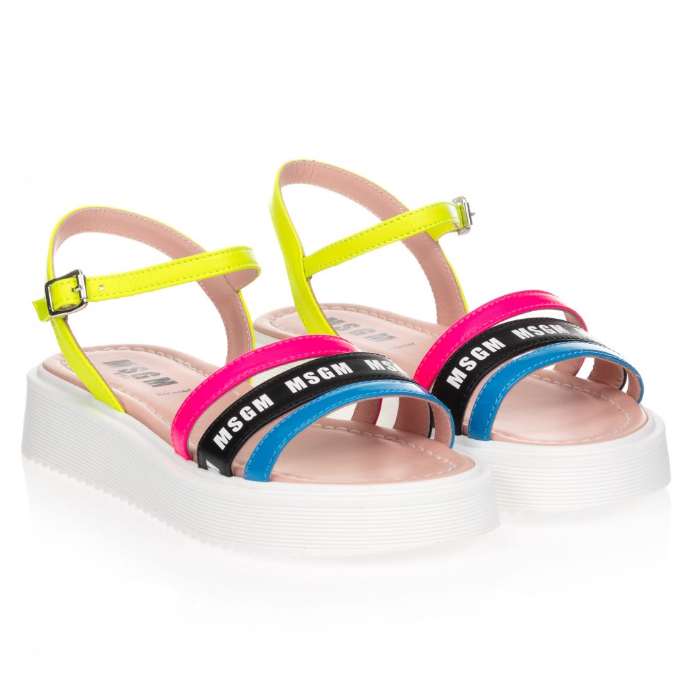 MSGM-Teen Leather Logo Sandals | Childrensalon Outlet