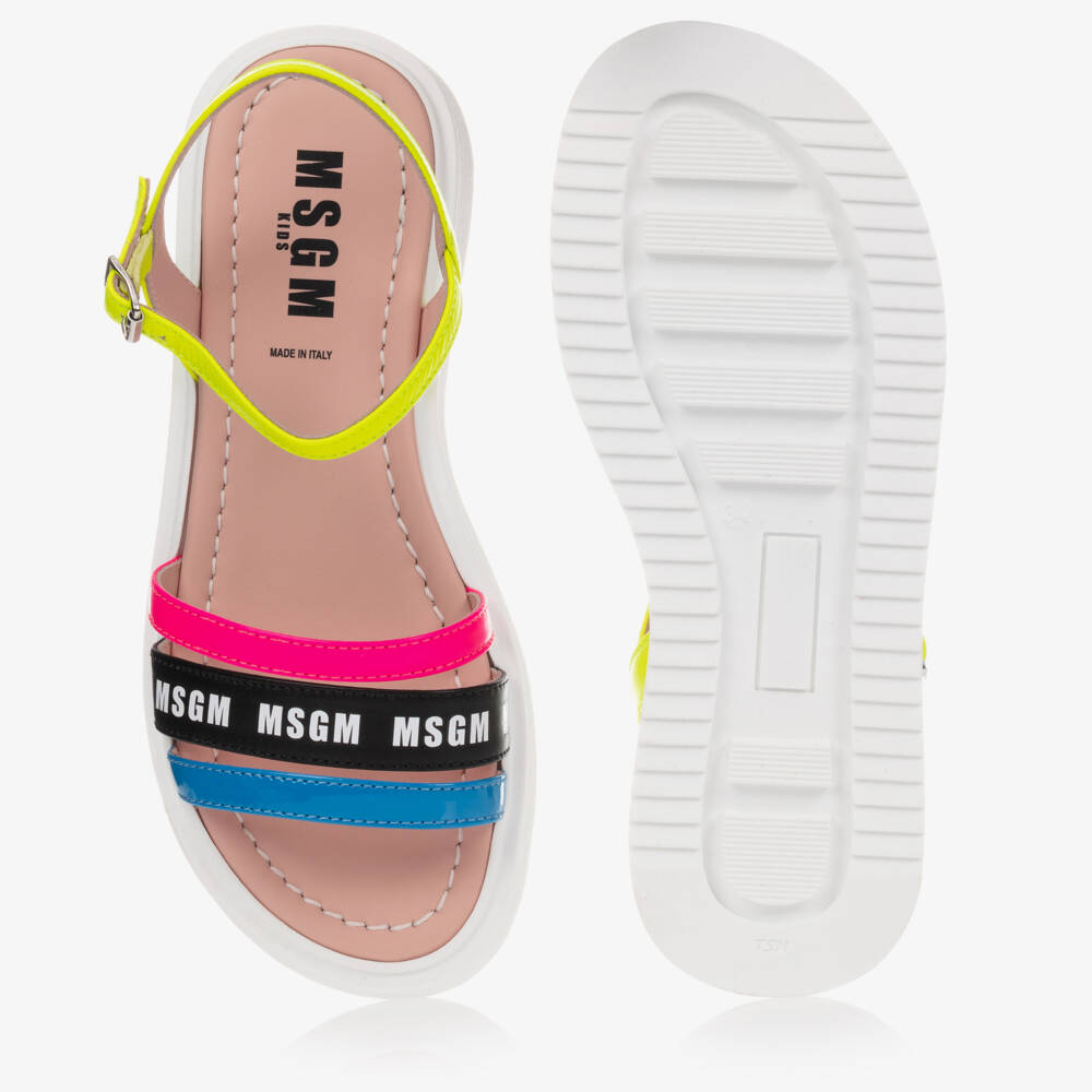 MSGM-Teen Leather Logo Sandals | Childrensalon Outlet