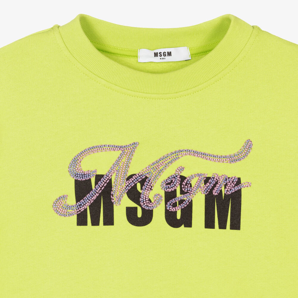 MSGM Teen Lime Green Sweatshirt Childrensalon Outlet