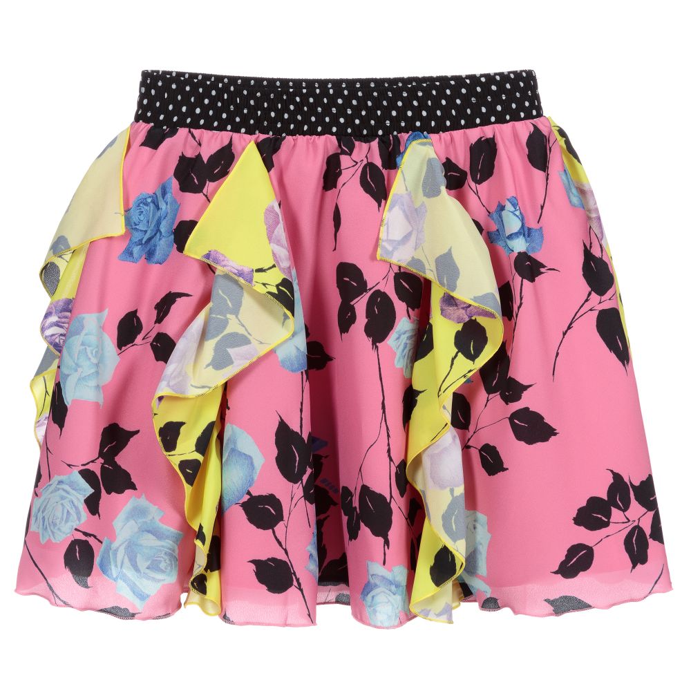 MSGM - Розовая юбка с рюшами и цветочным рисунком для подростков | Childrensalon