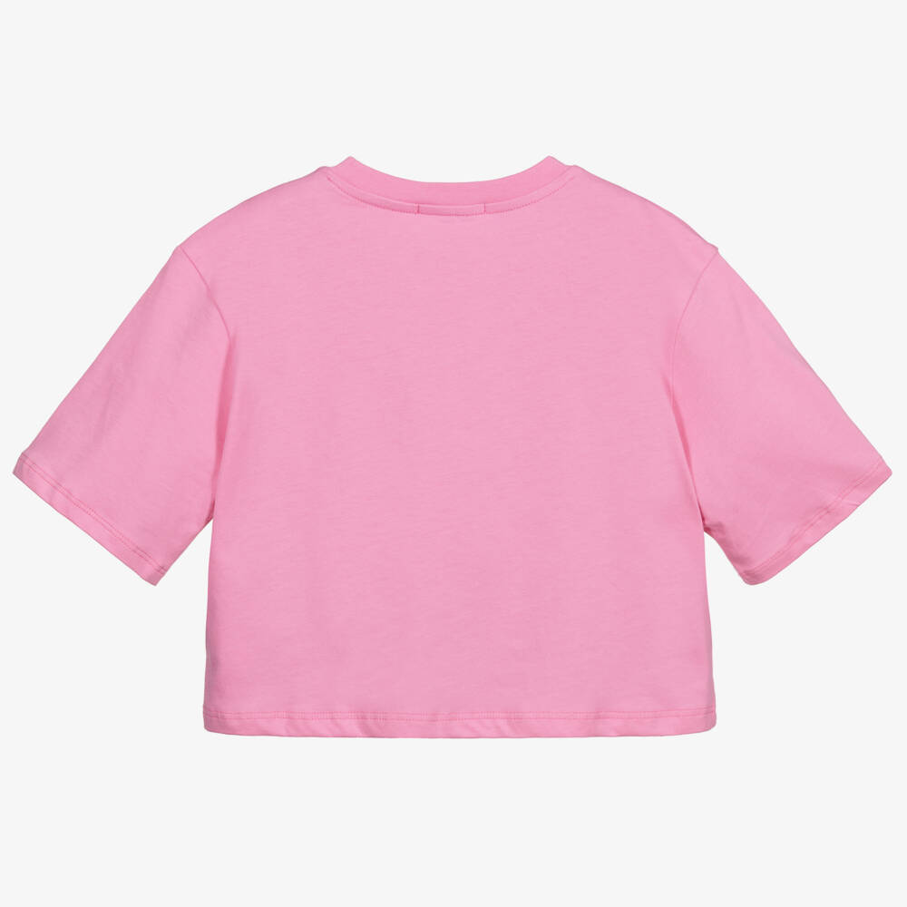 MSGM-تيشيرت قصير قطن لون زهري، أزرق وأبيض | Childrensalon Outlet