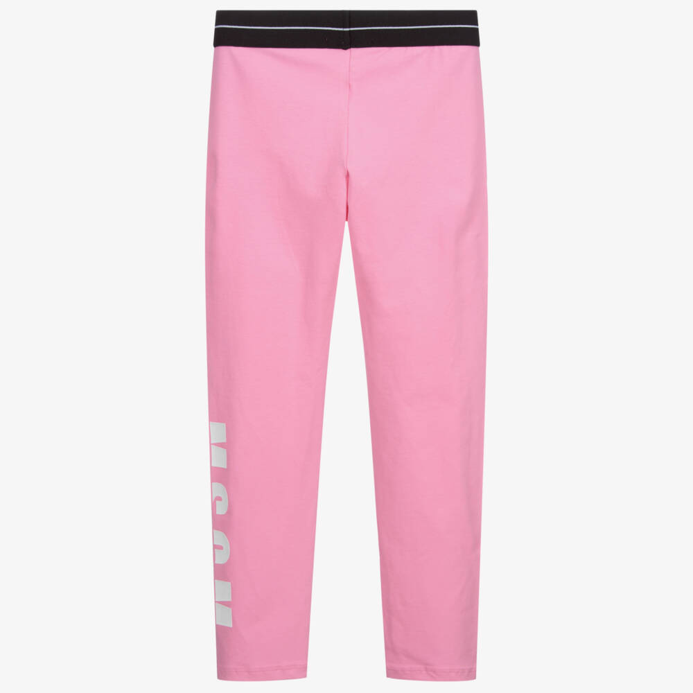 MSGM-ليغنغز قطن جيرسي لون زهري للبنات | Childrensalon Outlet