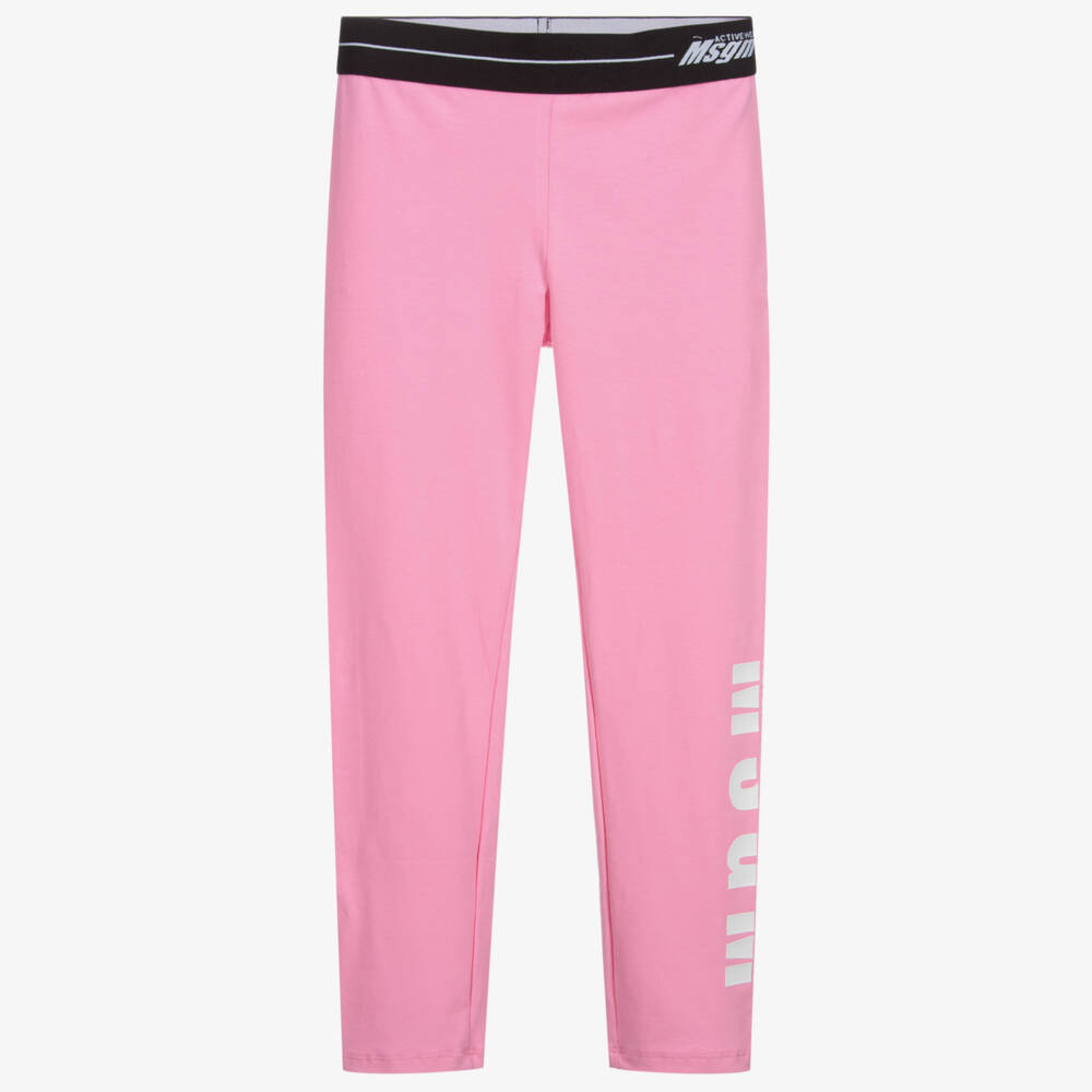 MSGM-ليغنغز قطن جيرسي لون زهري للبنات | Childrensalon Outlet