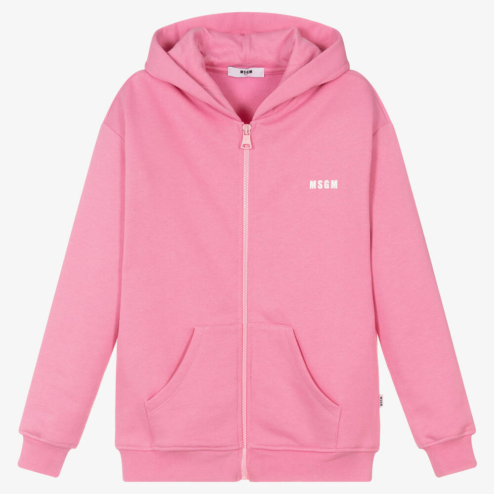 MSGM - Teen Pink Logo Zip-Up Top | Childrensalon