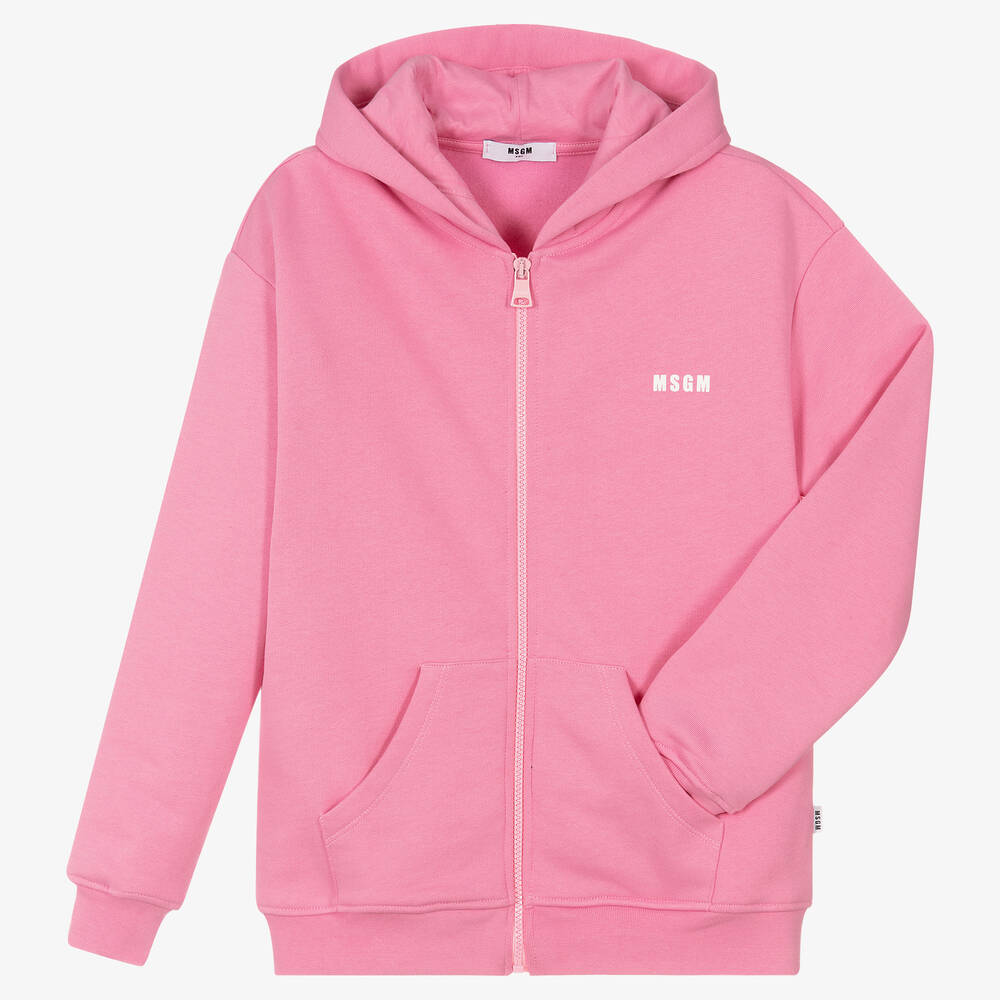 MSGM - Teen Pink Logo Zip-Up Top | Childrensalon Outlet