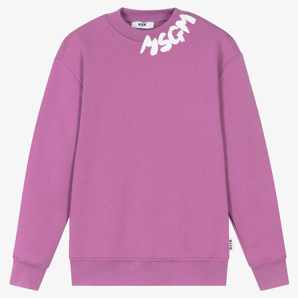 MSGM - Sweat-shirt violet en coton Ado | Childrensalon