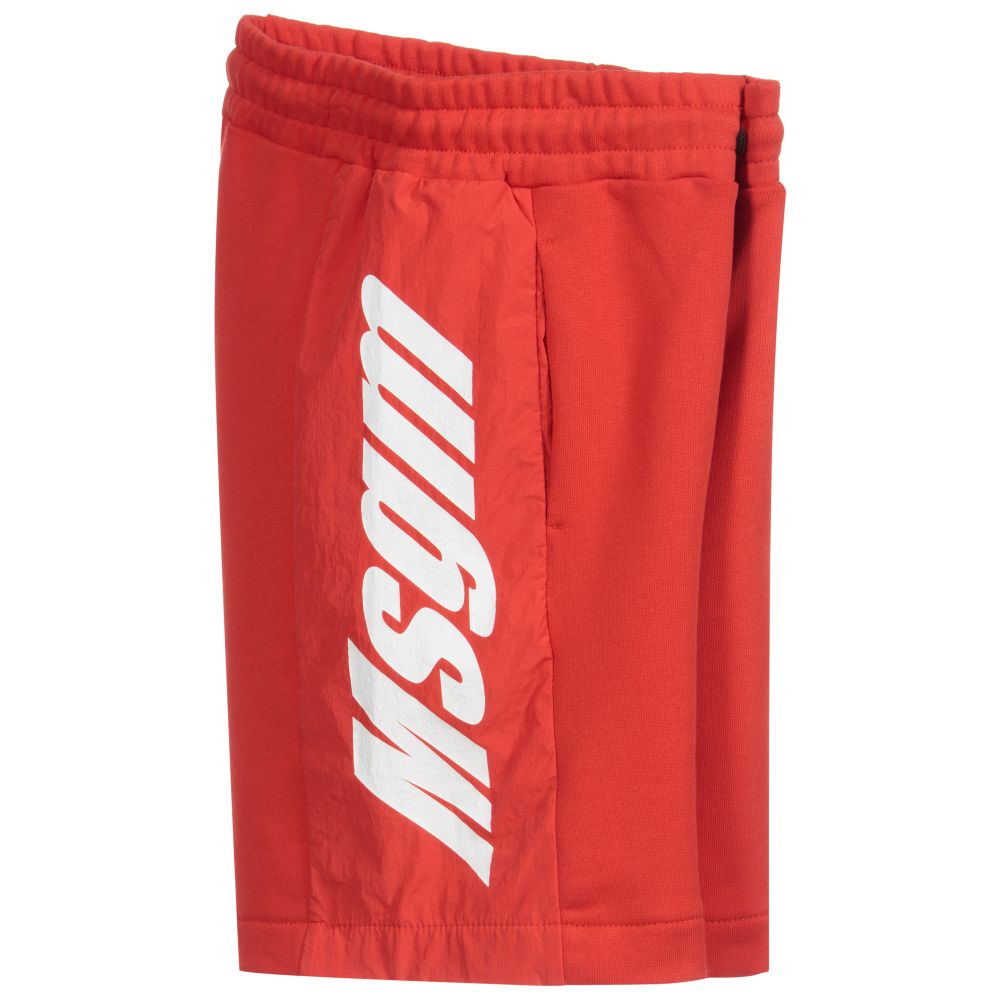 MSGM-Teen Red Logo Jersey Shorts | Childrensalon Outlet