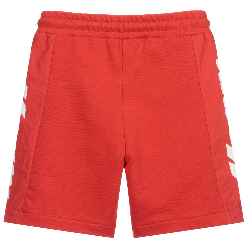 MSGM-Teen Red Logo Jersey Shorts | Childrensalon Outlet