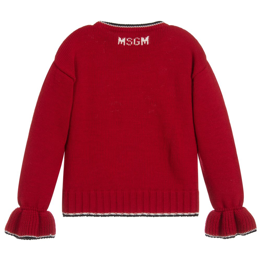 MSGM-Teen Red Logo Knitted Sweater | Childrensalon Outlet
