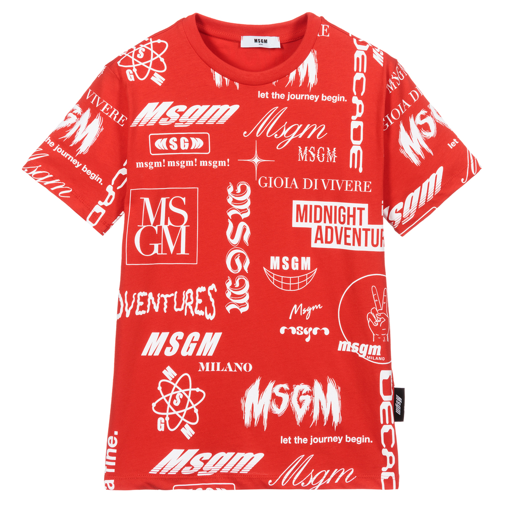 MSGM - T-shirt rouge à logo Ado | Childrensalon