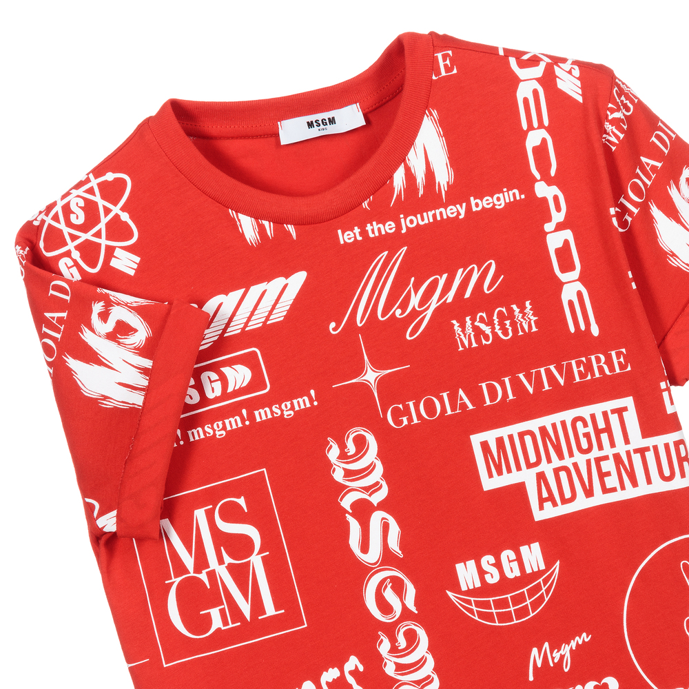 MSGM-Teen Red Logo T-Shirt | Childrensalon Outlet
