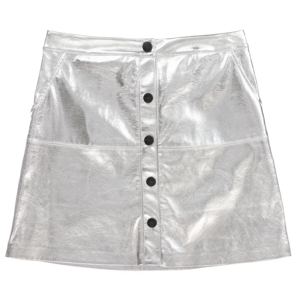 MSGM - Teen Silver Faux Leather Skirt | Childrensalon