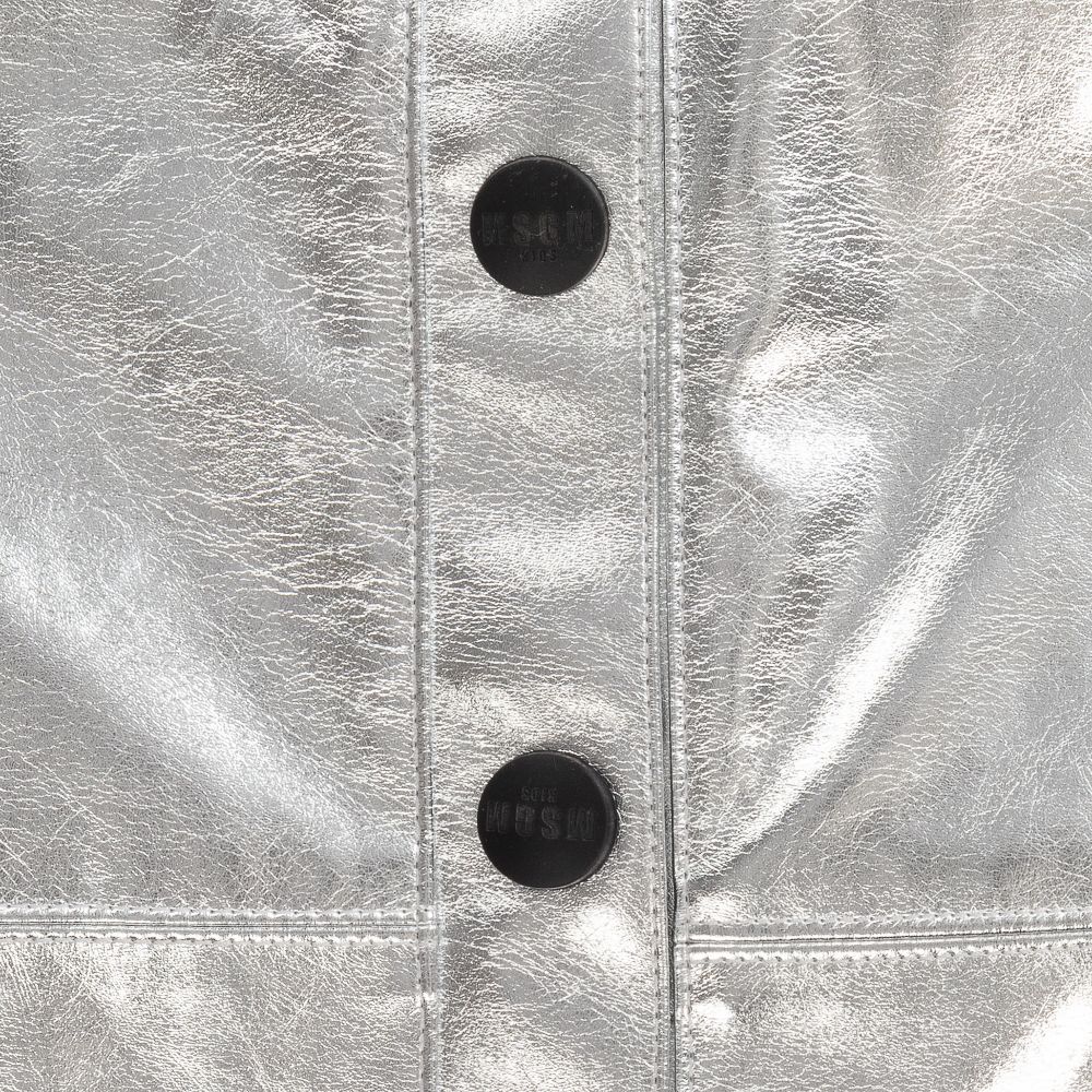 MSGM-Teen Silver Faux Leather Skirt | Childrensalon Outlet