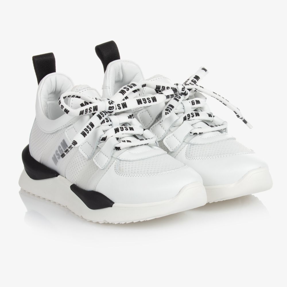 MSGM - Teen White & Black Trainers | Childrensalon