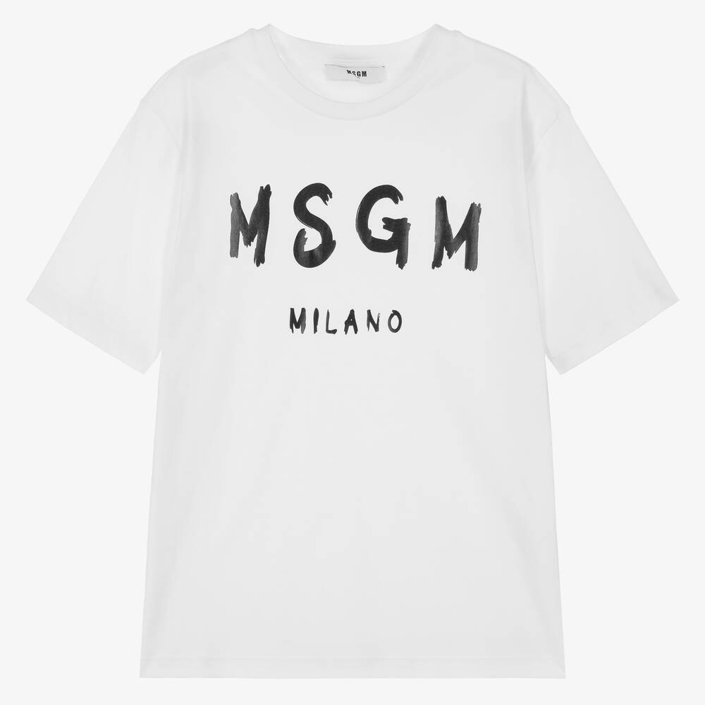 MSGM-Teen White Cotton Jersey T-Shirt | Childrensalon Outlet