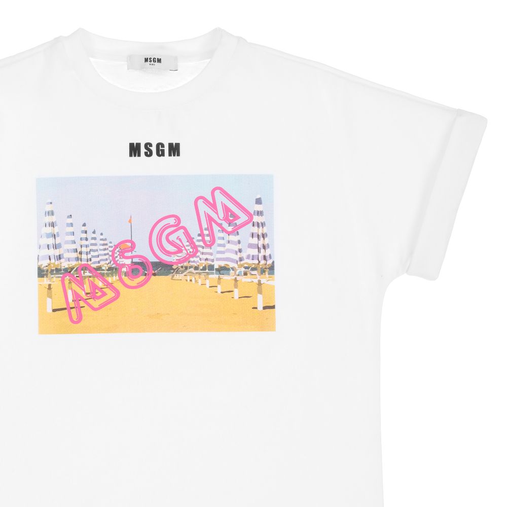 MSGM-Белое платье с логотипом для подростков | Childrensalon Outlet