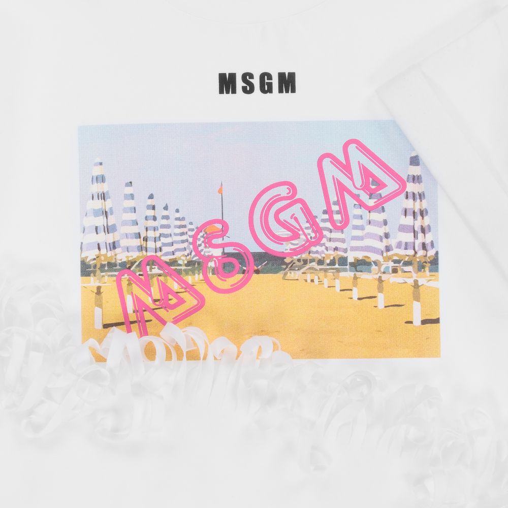 MSGM-Белое платье с логотипом для подростков | Childrensalon Outlet