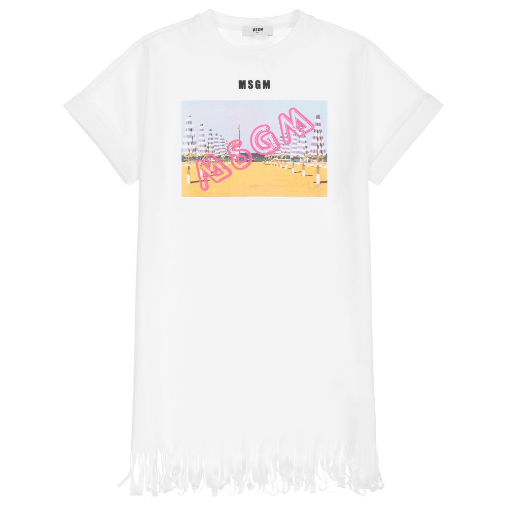 MSGM - Teen White Logo Dress | Childrensalon