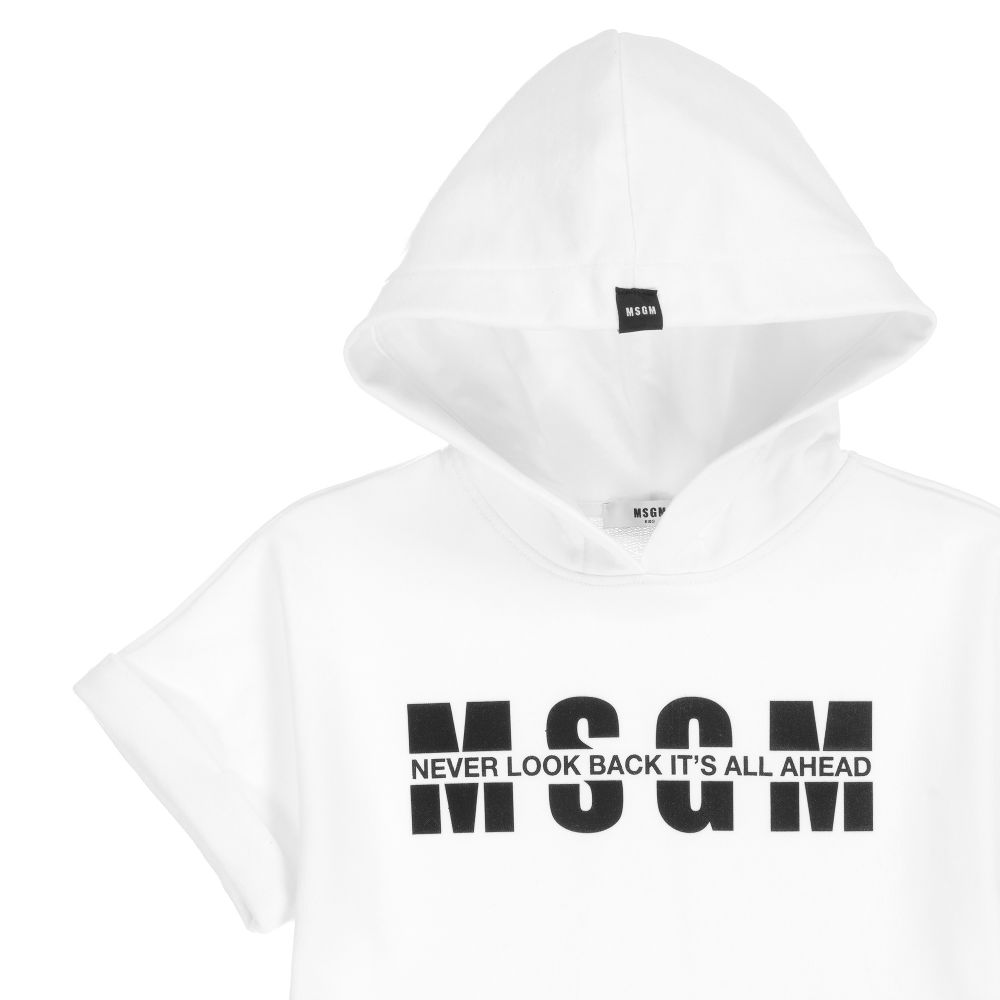 MSGM-فستان هودي قطن لون أبيض وأسود | Childrensalon Outlet