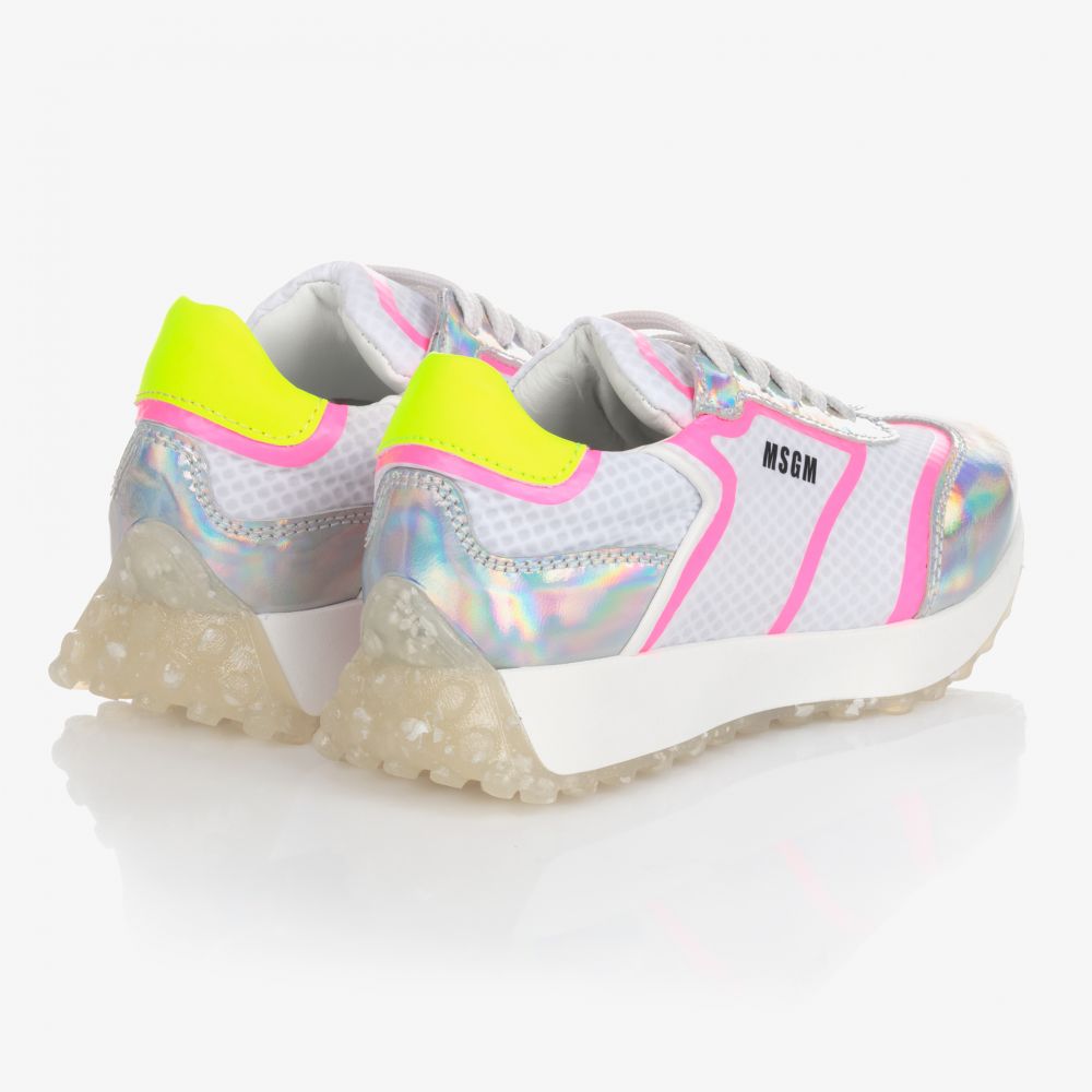 MSGM - Teen White & Silver Trainers | Childrensalon Outlet