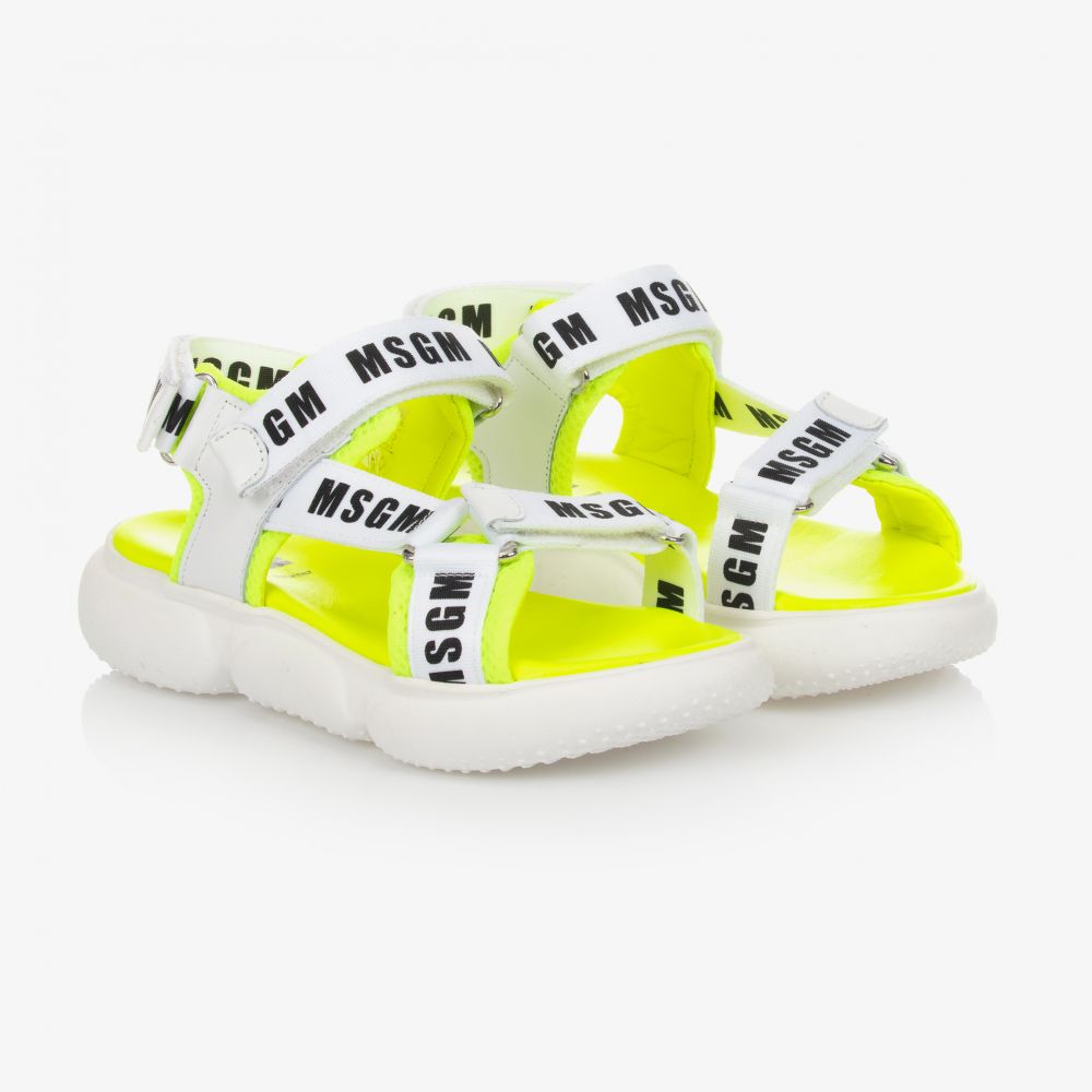 MSGM - Claquettes blanc/jaune Ado | Childrensalon